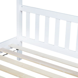 English Elm Twin House Shaped Kids Bed Solid Rubberwood Platform Frame with Storybook Silhouette W504P363904