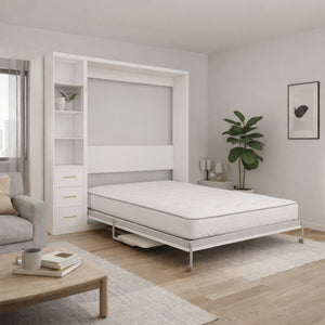 English Elm Diy Queen Murphy Bed with Integrated Workspace Desk for Studio and Home Office W5290S00005
