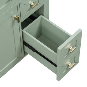 English Elm "24'' 24 Inch Glossy Freestanding Bathroom Vanity with Gold Hardware and Soft Close Storage Green Rubberwood N725P448529F