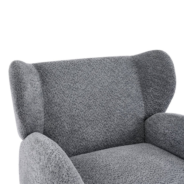 English Elm Wingback Boucle Accent Chair with Rounded Legs for Living Room or Reading Nook N776P376365B