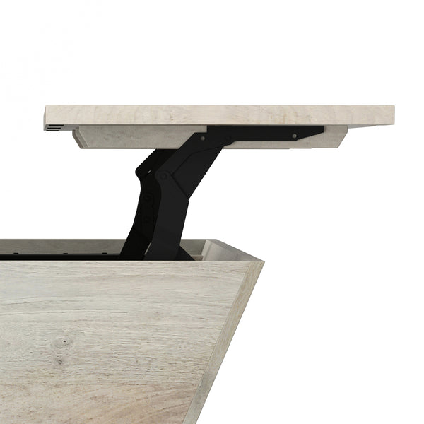 English Elm Abba Solid Mango Wood Lift Top Coffee Table with Dual Hidden Storage Compartments White B136P429096