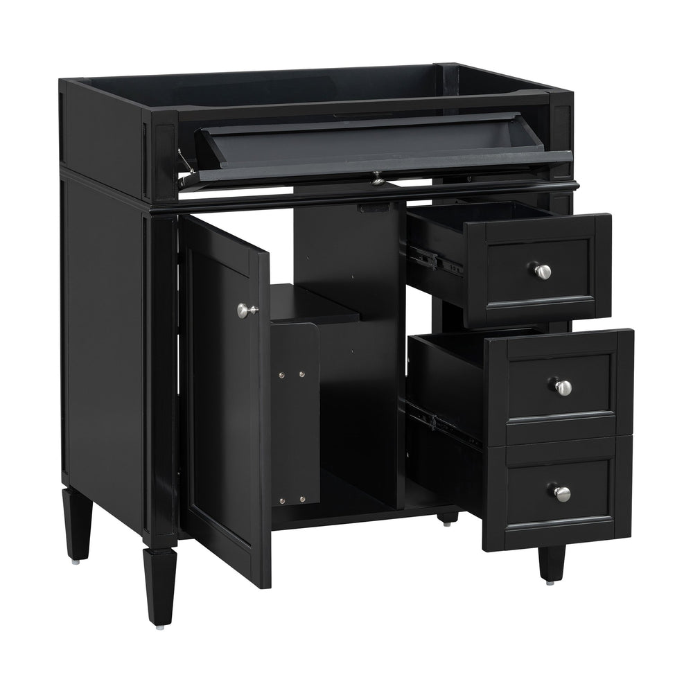 English Elm 30'' Modern Bathroom Vanity Cabinet With 2 Drawers, Tip-Out Storage & Adjustable Shelves, Stylish Design N710P250685B