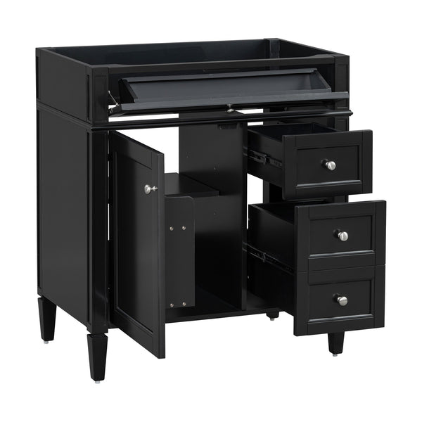English Elm 30'' Modern Bathroom Vanity Cabinet With 2 Drawers, Tip-Out Storage & Adjustable Shelves, Stylish Design N710P250685B
