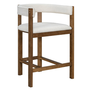 English Elm Christopher Knight Home® - COUNTER Mid-Century Modern 2-Piece Upholstered Barrel Back Stools with Rubberwood Frame and Foam Padding Beige N771P243848D