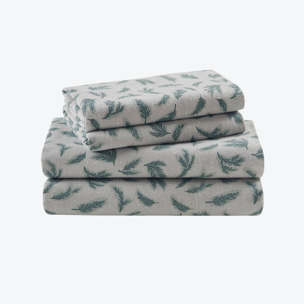 JLA Home Woolrich - 100% Cotton Flannel Pine Branches Sheet Set — Brushed Both Sides, 160gsm Cozy Warmth for Chilly Nights WR20-4089