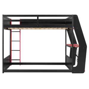 English Elm Full-size Gaming Loft Bed with Integrated Rgb Desk Usb Ports and Esports Frame Red LT000239AAR