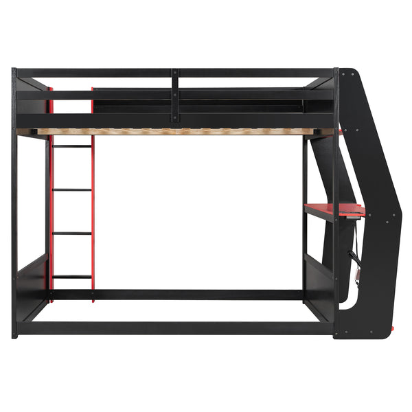 English Elm Full-size Gaming Loft Bed with Integrated Rgb Desk Usb Ports and Esports Frame Red LT000239AAR