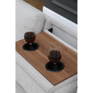 English Elm 2-Piece Alger 98" Wide Left-Hand Sofa & Chaise in Linen Blend with Tufted Backs, Nailhead Trim, Supportive Foam Cushions and Accent Pillows Light Gray B102S00092