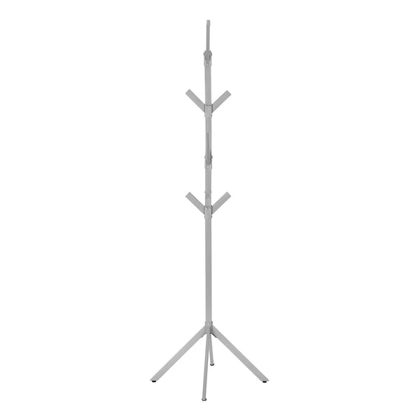English Elm Coat 4-Tier Free-Standing Hall Tree with 8 Hooks and Sturdy 4-Prong Base for Entryway Organization and Style Silver 30 L x 9 W x 2 H B2710P218923