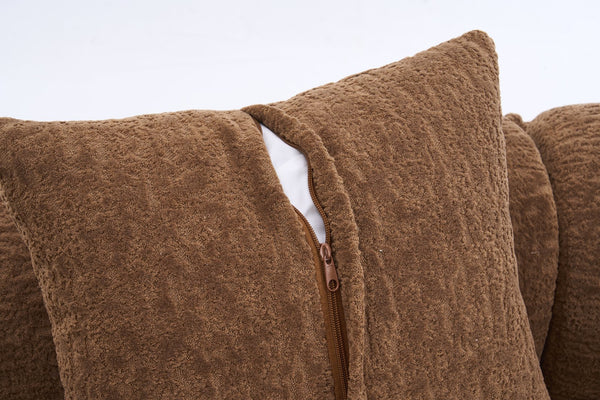 English Elm Compression Compression Sponge Sofa Curved Modular Sectional with 30D High-Density Chenille Sleeper for Cozy Apartment Living Room Comfort and Safe Rounded Design Caramel W2231S00040