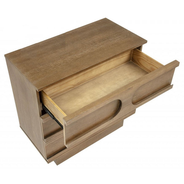 English Elm Modern Rubberwood Sideboard with Carved Oval Drawer Fronts Sand Washed Oak Finish B011P474820