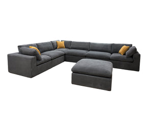 English Elm Coffee Bean Textured Modular Sectional Sofa Low Profile Contemporary Living Room Light Gray B2748S00070