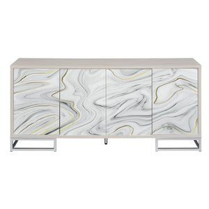 English Elm Replacement Console Cabinet Top Section Four Door Particle Board with Dual Interior Shelves B2726P439951