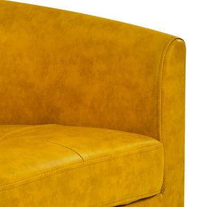Pu Pu Leather Barrel Chair With Ottoman Modern Faux Leather Accent Seat Set Kiln-Dried Wood Frame, Rounded Back For Comfort And Stylish Living Room Appeal