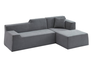 English Elm Modern Corduroy L-shaped Sectional Sofa with High Back for Cozy Living Rooms W3396P414718