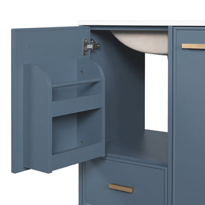 English Elm Christopher Knight Home® - 24" Bathroom Vanity with Ceramic Sink, Solid Wood Frame, Soft-Close Drawers & Ample Storage Appeal Grey N759P269734E