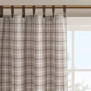 JLA Home Madison Park - Plaid Faux Leather Curtain Panel with Fleece Lining for Insulation, Light Filtering & Privacy - 50" Wide Brown MP40-8685