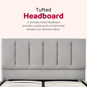 English Elm Bedroom Elegant Contemporary Queen Bed with Fur Chenille Upholstery, Engineered Wood Frame, Mattress-Ready Gray 60 L x 41 W x 6 H B2741P329257