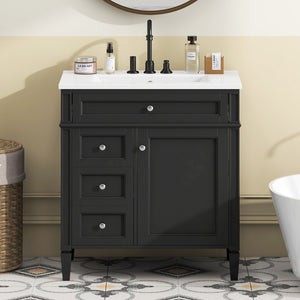 English Elm 30'' Modern Bathroom Vanity With Ceramic Sink & Soft-Close Drawers - Stylish Storage Solution! N710P206904B