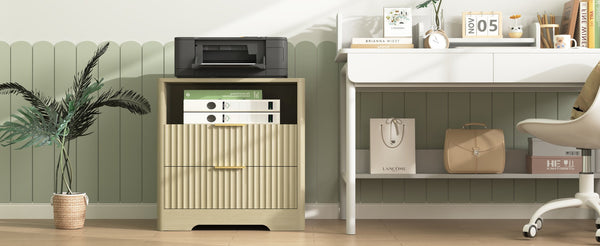 English Elm Nightstand Wood Cabinet with Built-in Usb Charging Ports and Voice Controlled Night Light W1321P399415