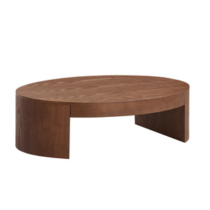 English Elm Modern Oval Mdf Coffee Table with Drawer Natural Matte Finish for Living Rooms Walnut W2085P399021