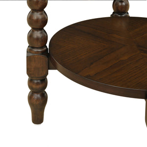 English Elm Philippe Round End Table with Shelf Brown — 20" Dia x 24" H, MDF & Solid Wood, Compact Accent Table B035P341173