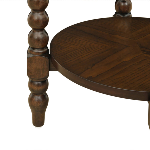 English Elm Philippe Round End Table with Shelf Brown — 20" Dia x 24" H, MDF & Solid Wood, Compact Accent Table B035P341173