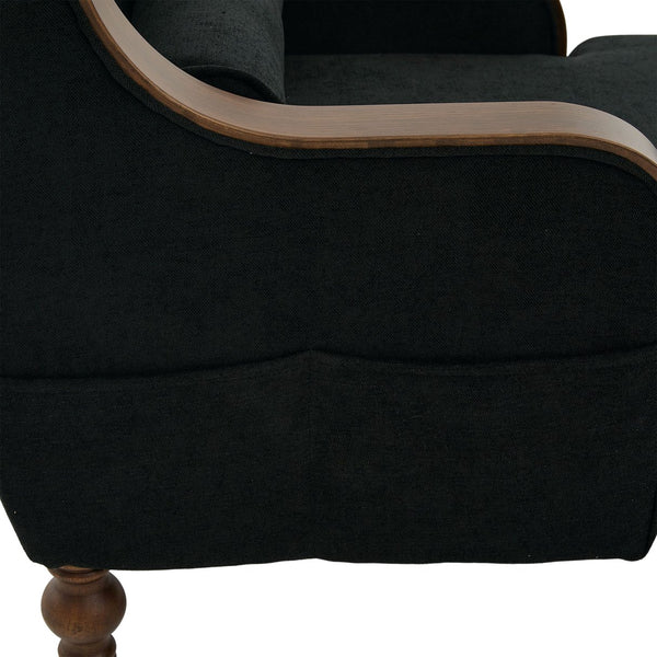 English Elm UNITED Oversized Chaise Lounge Sofa Bed with Solid Wood Arms, High-Resilience Foam, 800lb Capacity and Storage Pockets Black W1568S00208
