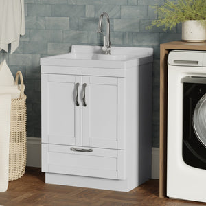 English Elm Hennessy Shaker Style Laundry Sink Cabinet with Deep Abs Basin and Nickel Hardware B136P427208