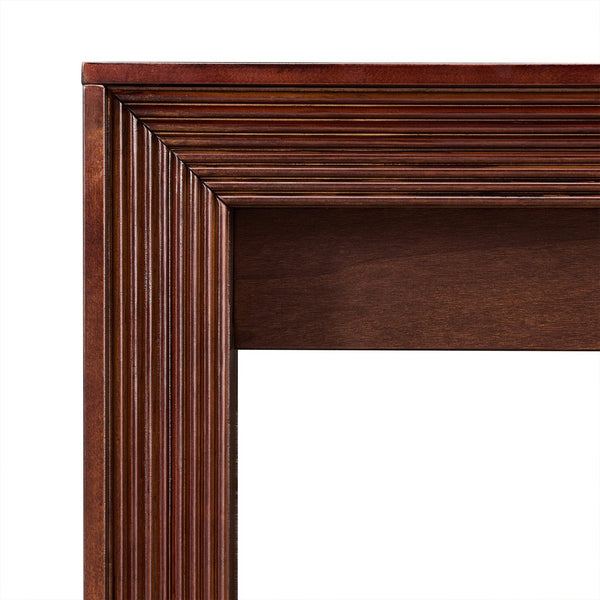 English Elm Fluted Counter Height Dining Set Narrow Bar Console with Upholstered Stool Retro Wood Cherry W1202P330886
