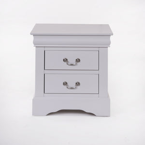 English Elm Louis Louis Philippe III Nightstand with 2 Drawers, Brushed Nickel Handles, Modern Minimalist Design White 27 L x 18 W x 23 H B2726P261215
