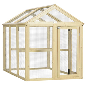 English Elm Pawhut Fir Wood Outdoor Chicken Run Modular Weatherproof Backyard Enclosure for Small Flocks W2225P200518