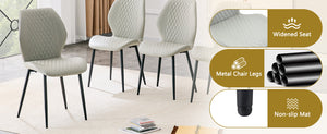 English Elm 4-piece Diamond Quilted Upholstered Dining Chair Set with Sleek Black Metal Legs Black,Light Gray W1151P458010