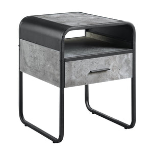 English Elm Raziela Modern Concrete Gray & Black End Table With Drawer - Stylish, Compact, And Versatile Design B2726P244955-GIGA