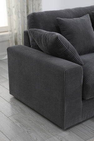 English Elm Astra Reversible Corduroy Sectional Sofa with Chaise Six Pillows Living Room B2749S00233
