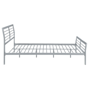 English Elm Fielding Silver Queen Metal Bed with Modern Nautical Design, Silver Finish, Clean Horizontal Lines for Contemporary Bedrooms B062S01089