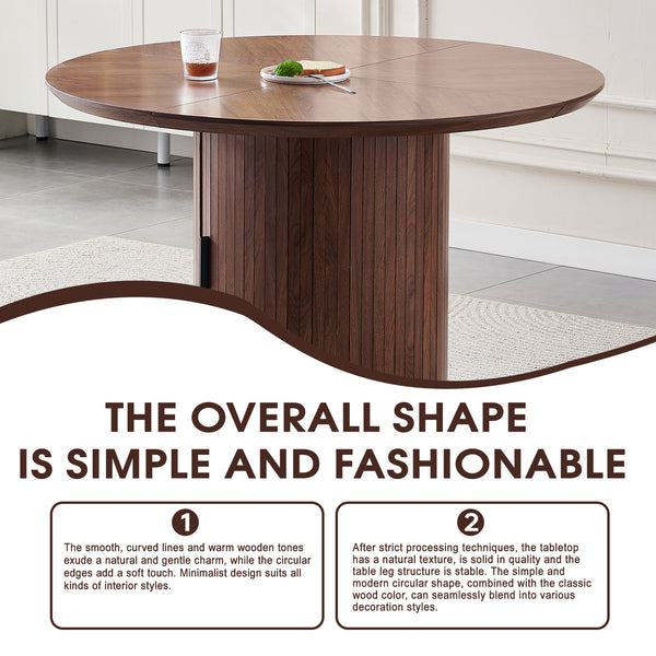English Elm Round Wood Dining Table with Dual Storage Compartments for Kitchen or Small Spaces W3590P355174