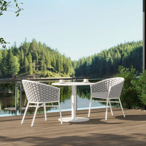 English Elm Jennifer Taylor Home - Rowan Optic White 24" Rope Barrel Back Patio Chairs Set of 2 with Reversible Cushion, Weatherproof Acrylic and Powder-Coated Aluminum Finish B2719P245966