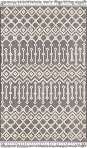 Unique Loom Arlo Lenny Machine Made Tribal Rug Charcoal, Ivory 5' 3" x 8' 0"