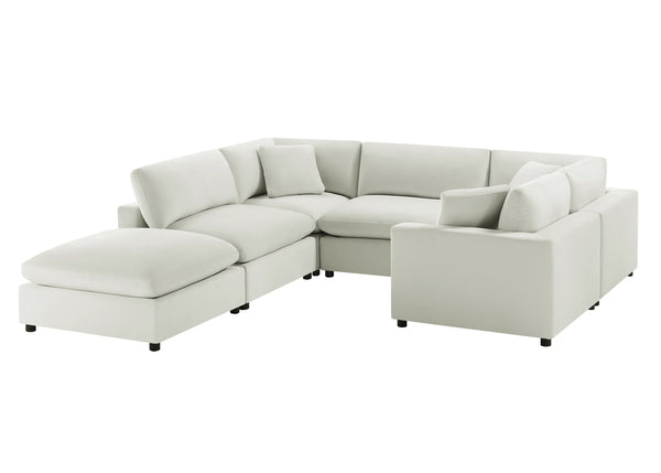 English Elm Caylie Modular 6-Piece Sectional In Ivory - Versatile Comfort, Family-Friendly, Plush Seating Solution B050S00030