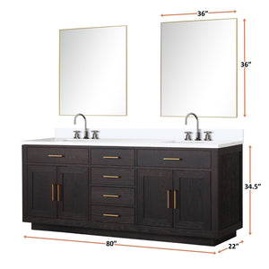 English Elm Black Oak Double Bath Vanity Set With Cultured Marble Top, Chrome Faucets & Two Frameless Mirrors B2731S02180