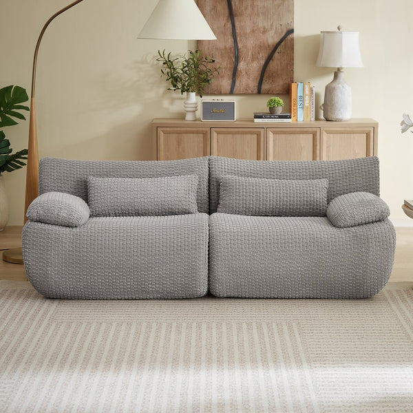 English Elm Loveseat Corduroy Cloud Couch Modular Boneless Sofa for Comfortable Living Room Lounging Grey W2339P461305