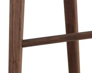 Sunpan Dominic Counter Stool - Solid Oak Craftsmanship with Sculpted Seat for Elegant Modern Spaces Walnut