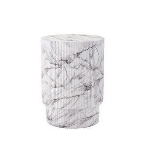 English Elm Handmade Mgo Ribbed Cylinder Side Table Black Concrete Finish Indoor Outdoor Use N772P261960M