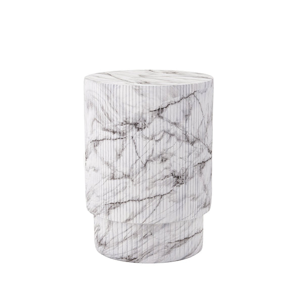 English Elm Handmade Mgo Ribbed Cylinder Side Table Black Concrete Finish Indoor Outdoor Use N772P261960M