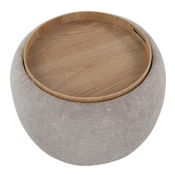 English Elm Tray Pouf Ottoman - Chic Multi-Functional Accent With Natural Wood Top And Hidden Storage Options B202P223754-GIGA