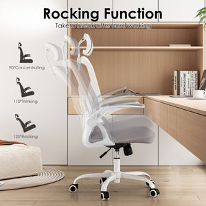 English Elm Ergonomic Office Chair With Adjustable Headrest & Lumbar Support, High-Back Mesh Design For Comfort T3623P380921