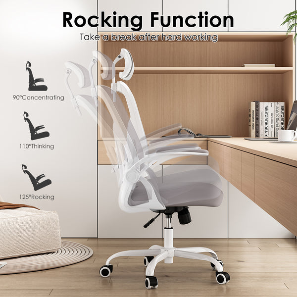 English Elm Ergonomic Office Chair With Adjustable Headrest & Lumbar Support, High-Back Mesh Design For Comfort T3623P380921