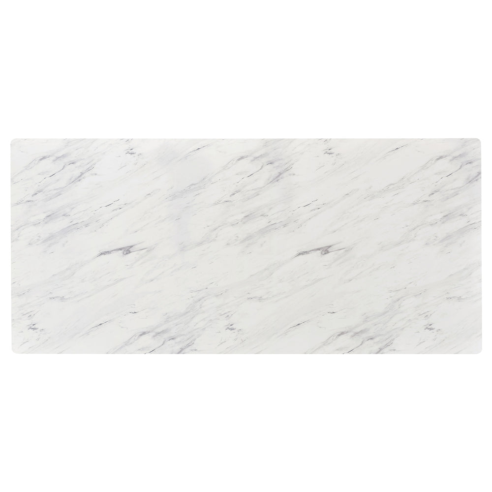 English Elm Vesper Rectangular Faux White Marble Dining Table with Gunmetal Angled Legs — Sleek Modern Anchor for Entertaining Spaces B062S01013