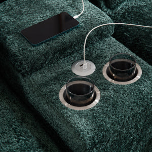 English Elm Modern U-Shaped Sofa With Console, Cupholders & Usb Ports - Stylish 6-Seat Sleeper Couch Set In Green W2100S00167